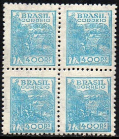 Brasil 390 C Trigo Netinha Filigrana O Horizontal Papel Médio Liso Quadra NNN