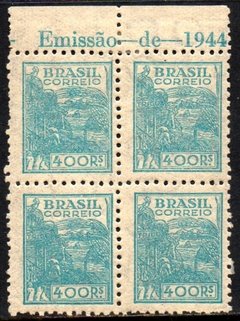 Brasil 390 E Trigo Netinha Filigrana O Vertical Papel Fino Tramado Quadra NNN / NN