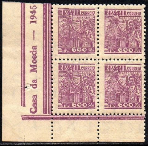 Brasil 391 Siderurgia Netinha Filigrana O Vertical Papel Médio Tramado Quadra NNN (o)