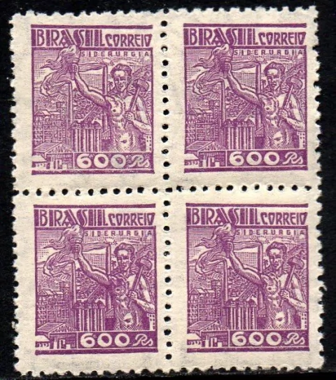 Brasil 391 C Siderurgia Netinha Filigrana O Horizontal papel Médio Liso Quadra NNN