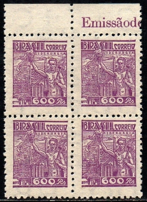 Brasil 391C Siderurgia Netinha Filigrana O Horizontal Papel Médio Liso Quadra NNN (a)