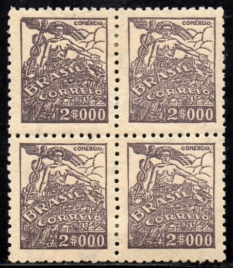 Brasil 394 Comércio Netinha Filigrana O Vertical Papel Médio Tramado Quadra NN