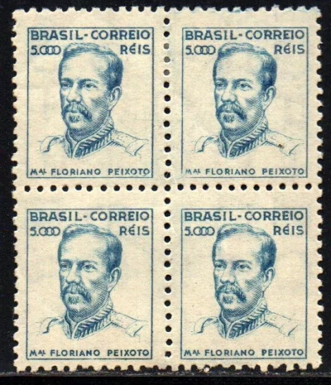 Brasil 395 Floriano Netinha Filigrana O Vertical Papel Médio Tramado Quadra NNN / NN