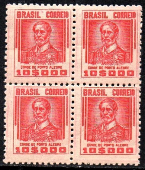 Brasil 396 A Conde de Porto Alegre Netinha Filigrana O Vertical Papel Médio Liso Quadra NNN