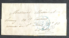 França 1855 - História Postal - Sobrecarta circulada de Paris a Passy, porte a ser pago no destino (15C) - Regime "PORT