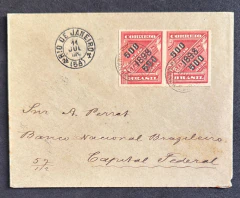 História Postal - Envelope circulado no Rio de Janeiro em (1900), porteado em 1000 réis com par do selo Jornal sobrestam