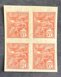 Brasil, Vovó, Quadra 200 réis - Sem denteação, Sem filigrana, (RHM#184SD), 1300 Uf`s, Nova!