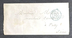 França 1855 - História Postal - Sobrecarta circulada de Paris a Passy, porte a ser pago no destino (15C) - Regime "PORT