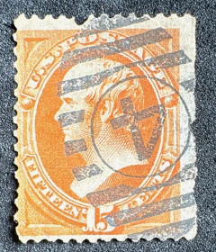 Estados Unidos 1870 - Daniel Webster 15c - laranja - U$$230,00