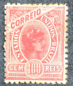 Madrugada 100 Réis, rosa vivo, sem linha - RHM 96 - Novo.