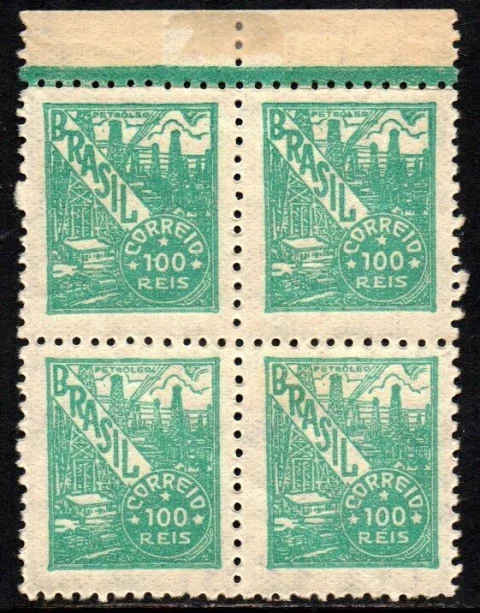 Brasil 407 Petróleo Netinha Filigrana Q Vertical Papel Médio Tramado Quadra NNN / NN