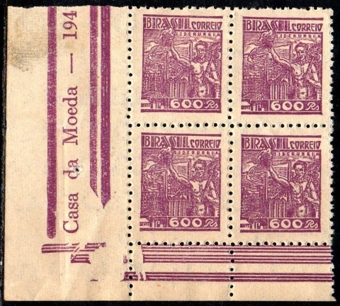 Brasil 408 Siderurgia Netinha Filigrana Q Papel Médio Tramado Quadra NNN (c)