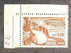 Comemorativos 1957 - Marmorizados - CSN - Canto de Folha - Novo - C 385 Y - 130 Uf's