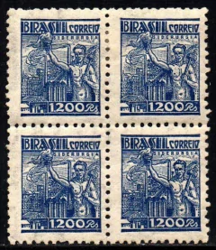 Brasil 420 Siderurgia Netinha Filigrana P Papel Fino com Traços Quadra NNN / NN