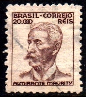 Brasil 424 Almirante Maurity Netinha Filigrana P Vertical Papel Fino com traços U (e)