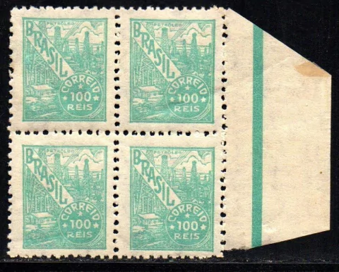 Brasil 427 A Petróleo Netinha Filigrana M Vertical Quadra Com Traços NNN / NN
