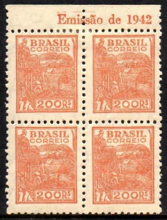 Brasil 428 Trigo Netinha Filigrana M Horizontal Quadra Com Traços NNN / NN