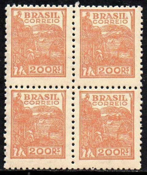 Brasil 428 Trigo Netinha Filigrana M Horizontal Quadra Com Traços NNN