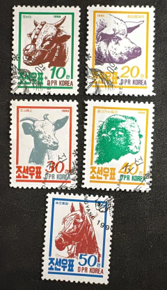 Coréia do Norte (1990) Animais da fazenda, (Mi#3143/3147), série completa usada - comprar online
