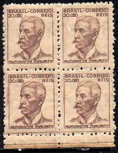 Brasil 436 Almirante Maurity Netinha Filigrana M Horizontal com traços Quadra NNN (b)