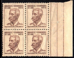 Brasil 436A Almirante Maurity Netinha Filigrana M Vertical com traços Quadra NNN (a)