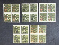 Brasil 1944 - Aéreos - Pró Juventude - Com Sobrecarga Preta e Vermelha, 20cts, 40cts, 60cts, 1,00Cr$, 1,20Cr$, A052-A056