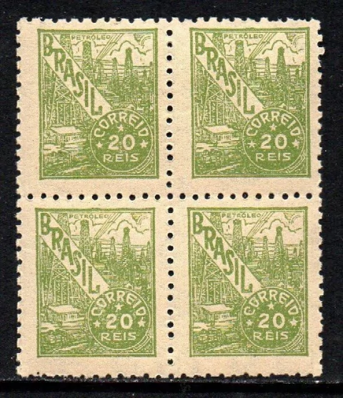 Brasil 440 Petróleo Netinha Filigrana O Vertical Papel Médio Tramado Quadra Com Traço NNN