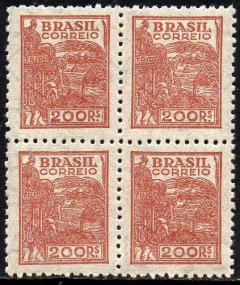 Brasil 443 Trigo Netinha Filigrana O Horizontal Papel Fino Com Traços Quadra NNN