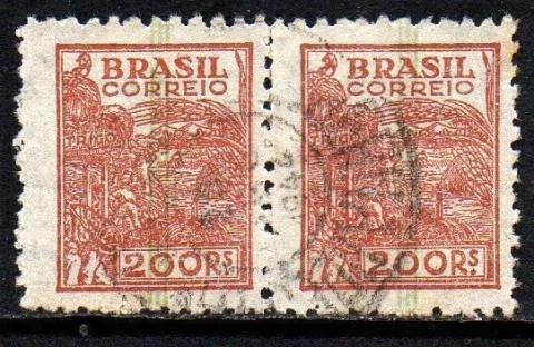 Brasil 443 B Trigo Netinha Filigrana O Horizontal Papel Médio Liso Com Traços no Anverso Par U (a)