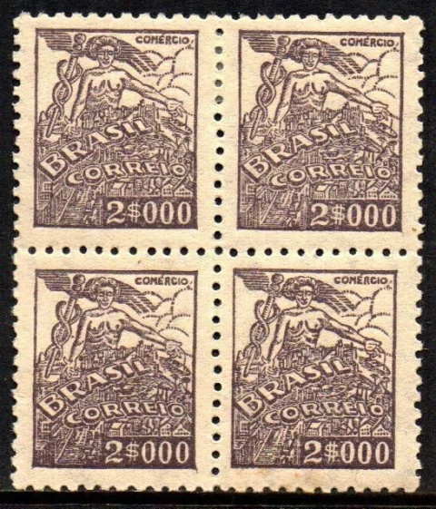 Brasil 451 A Comércio Netinha Filigrana O Vertical Papel Médio Tramado Com Traço Quadra NNN / NN