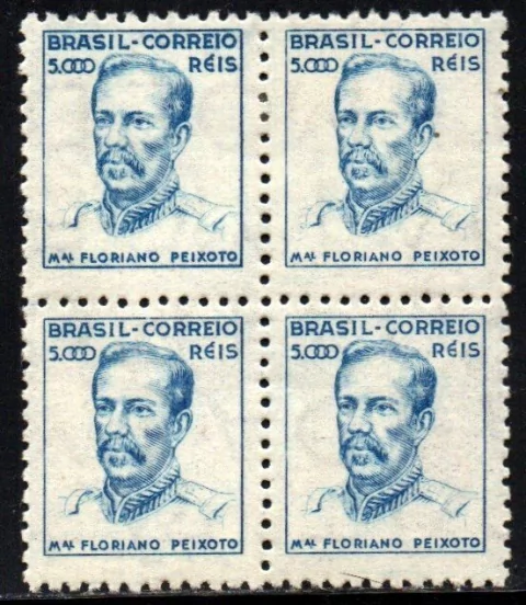 Brasil 452 B Floriano Netinha Filigrana O Horizontal Papel Médio Liso Com Traços Quadra NNN / NN