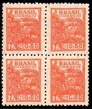 Brasil 467 Trigo Netinha Filigrana Q Vertical Quadra NNN / NN (i)