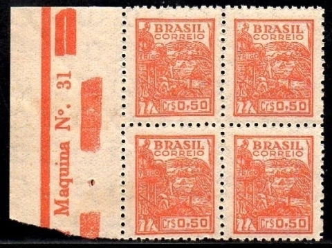 Brasil 467 Trigo Netinha Filigrana Q Vertical Quadra NNN (n)