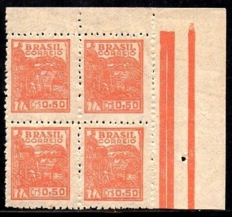 Brasil 467 Trigo Netinha Filigrana Q Vertical Quadra NNN (r)