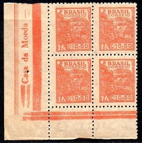 Brasil 467 Trigo Netinha Filigrana Q Vertical Quadra NNN (z)