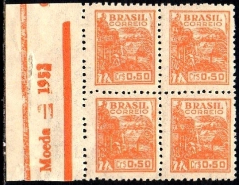 Brasil 467a Trigo Netinha Filigrana Q Vertical Quadra NNN (d)