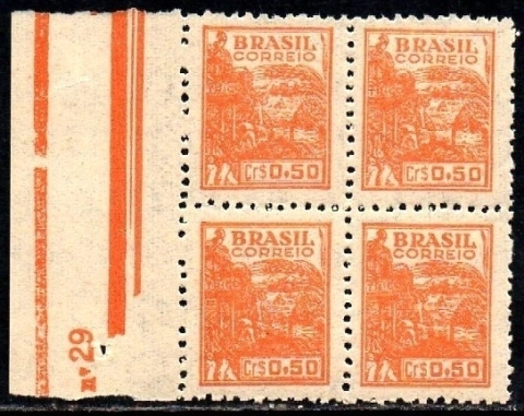 Brasil 467a Trigo Netinha Filigrana Q Vertical Quadra NNN (i)