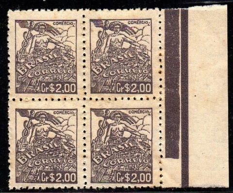 Brasil 472b Comércio Netinha Filigrana Q Vertical Quadra NN (c)