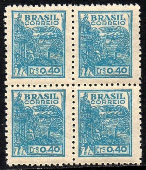 Brasil 483 Trigo Netinha Filigrana Q Vertical com Traços Quadra NNN