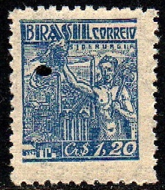 Brasil 486 Siderurgia Netinha Filigrana Q Vertical com Traços Pequena Mancha de Tinta NNN