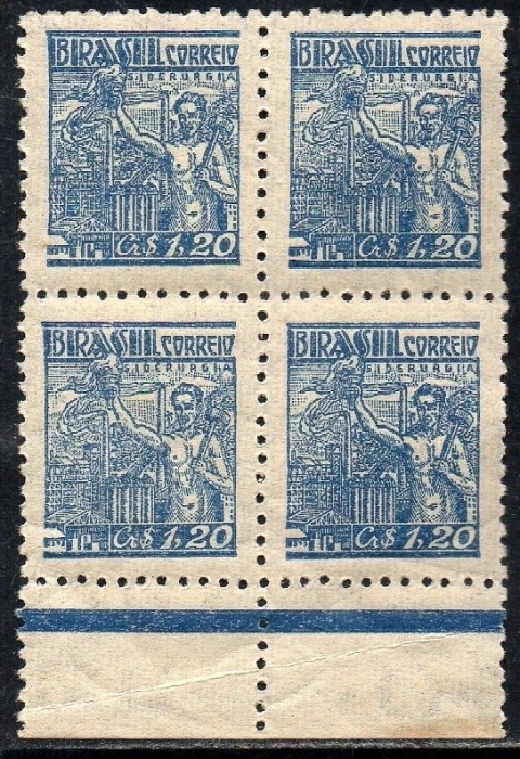 Brasil 486 Siderurgia Netinha Filigrana Q Vertical com traços Quadra NNN (q)