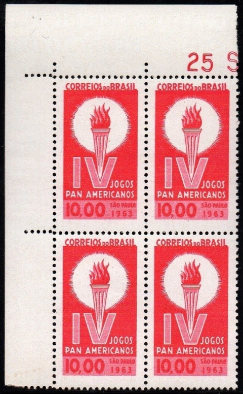 Brasil C 0489 Jogos Panamericanos Quadra 1963 NNN (a)