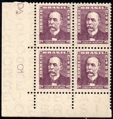 Brasil 495a Bisneta Lilas Cinza Quadra NNN (c)