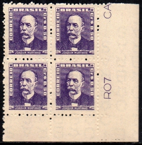 Brasil 495b Bisneta Violeta Azulado Quadra NNN (a)