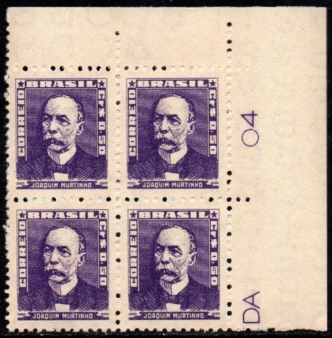 Brasil 495b Bisneta Violeta Azulado Quadra NNN (d)