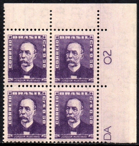 Brasil 495c Bisneta Violeta Escuro Quadra NNN (k)