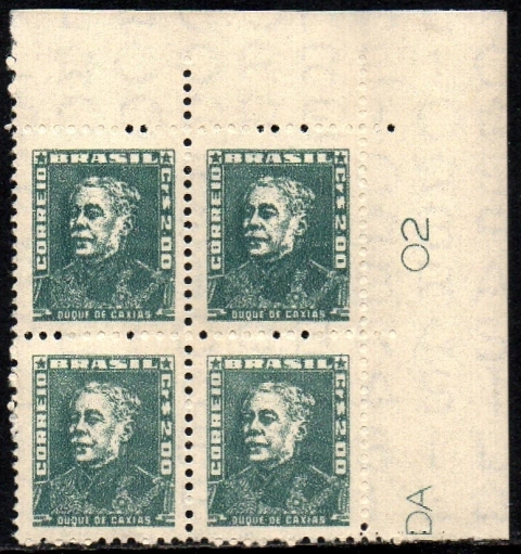 Brasil 500a Bisneta Verde Colbalto Quadra NNN (f)