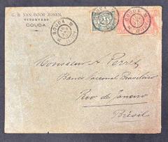 História Postal - Envelope circulado da Holanda para o Rio em 16/01/1900 com carimbo de recepção 5/2/1900. Porte correto