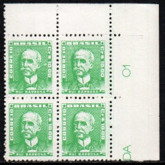 Brasil 514 Bisneta Maravilha Verde Escuro Papel Gessado Quadra NNN (d)