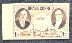 Ensaio do selo Roosevelt e Vargas 1000 réis - Não emitido